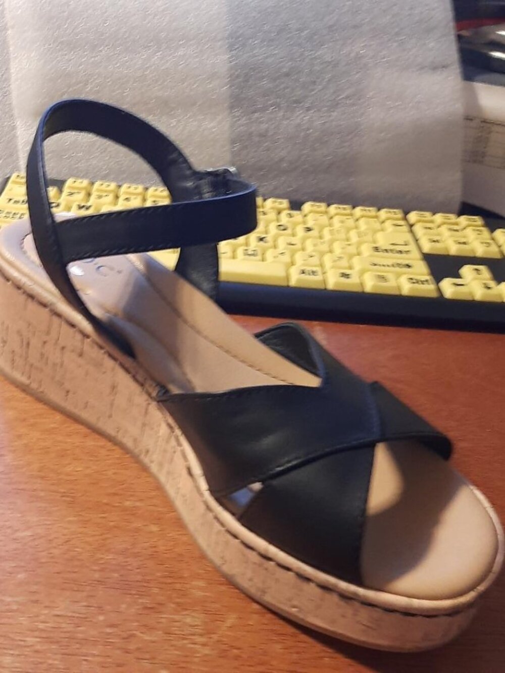 BOC Platform Wedge Strappy Sandal Black Size 9 Worn Once